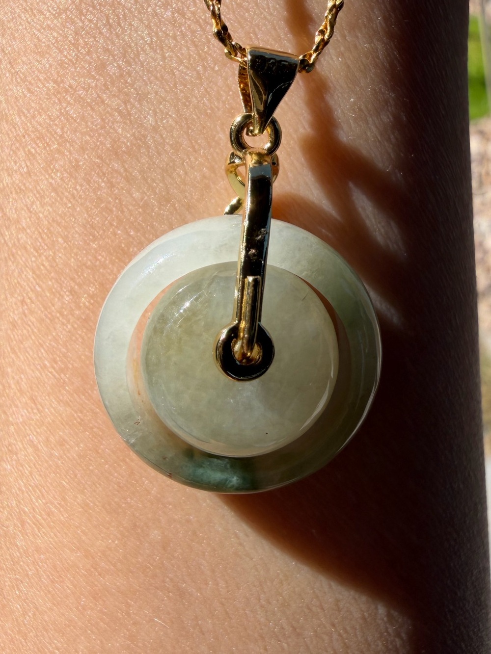 Natural Burmese Grade A Ice Jadeite Mother-Child Peace Buckle pendant - Picture 7 of 13